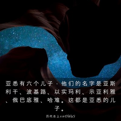 Picture 03 - 历 代 志 上 8:38 CUVS - 亚 悉 有 六 个 儿 子 ， 他 们 的 名 - Bible Verse Picture