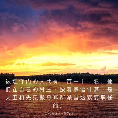 Picture 03 - 历 代 志 上 9:22 CUVS - 被 选 守 门 的 人 共 有 二 百 一 十 - Bible Verse Picture