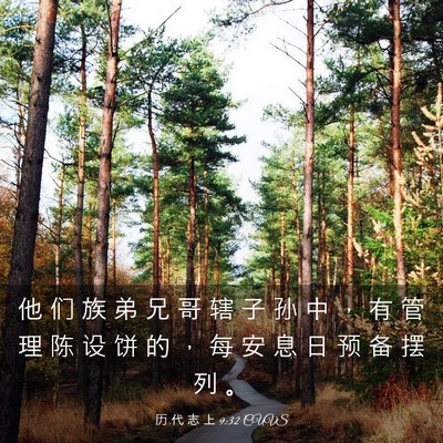 Picture 03 - 历 代 志 上 9:32 CUVS - 他 们 族 弟 兄 哥 辖 子 孙 中 ， 有 - Bible Verse Picture