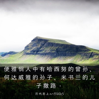 Picture 03 - 历 代 志 上 9:7 CUVS - 便 雅 悯 人 中 有 哈 西 努 的 曾 孙 - Bible Verse Picture