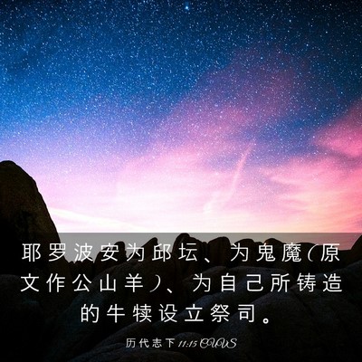 Picture 03 - 历 代 志 下 11:15 CUVS - 耶 罗 波 安 为 邱 坛 、 为 鬼 魔 ( 原 - Bible Verse Picture