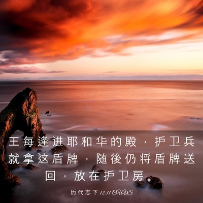 Picture 03 - 历 代 志 下 12:11 CUVS - 王 每 逢 进 耶 和 华 的 殿 ， 护 卫 - Bible Verse Picture