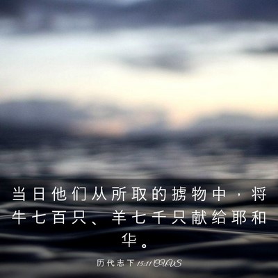 Picture 03 - 历 代 志 下 15:11 CUVS - 当 日 他 们 从 所 取 的 掳 物 中 ， - Bible Verse Picture