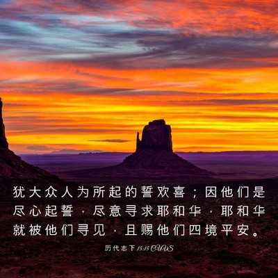 Picture 03 - 历 代 志 下 15:15 CUVS - 犹 大 众 人 为 所 起 的 誓 欢 喜 ； - Bible Verse Picture