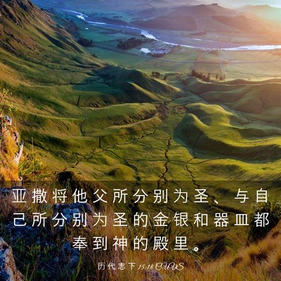 Picture 03 - 历 代 志 下 15:18 CUVS - 亚 撒 将 他 父 所 分 别 为 圣 、 与 - Bible Verse Picture