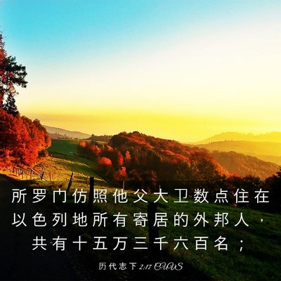 Picture 03 - 历 代 志 下 2:17 CUVS - 所 罗 门 仿 照 他 父 大 卫 数 点 住 - Bible Verse Picture