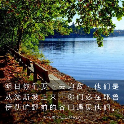 Picture 03 - 历 代 志 下 20:16 CUVS - 明 日 你 们 要 下 去 迎 敌 ， 他 们 - Bible Verse Picture