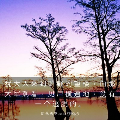 Picture 03 - 历 代 志 下 20:24 CUVS - 犹 大 人 来 到 旷 野 的 望 楼 ， 向 - Bible Verse Picture