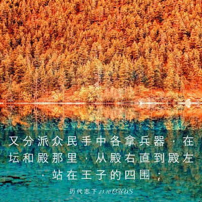 Picture 03 - 历 代 志 下 23:10 CUVS - 又 分 派 众 民 手 中 各 拿 兵 器 ， - Bible Verse Picture
