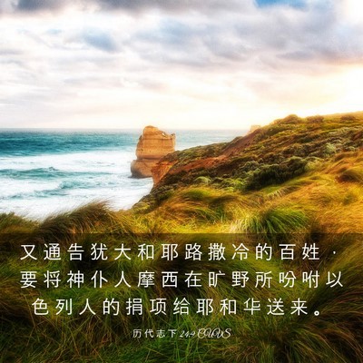Picture 03 - 历 代 志 下 24:9 CUVS - 又 通 告 犹 大 和 耶 路 撒 冷 的 百 - Bible Verse Picture