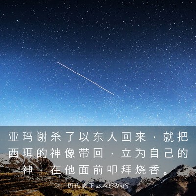 Picture 03 - 历 代 志 下 25:14 CUVS - 亚 玛 谢 杀 了 以 东 人 回 来 ， 就 - Bible Verse Picture
