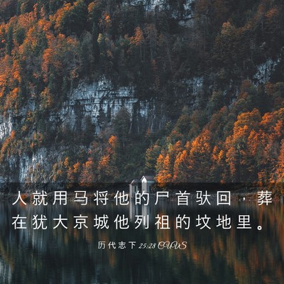 Picture 03 - 历 代 志 下 25:28 CUVS - 人 就 用 马 将 他 的 尸 首 驮 回 ， - Bible Verse Picture