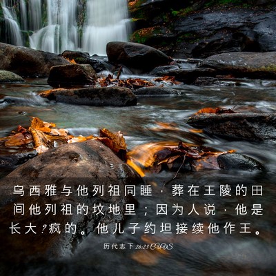 Picture 03 - 历 代 志 下 26:23 CUVS - 乌 西 雅 与 他 列 祖 同 睡 ， 葬 在 - Bible Verse Picture