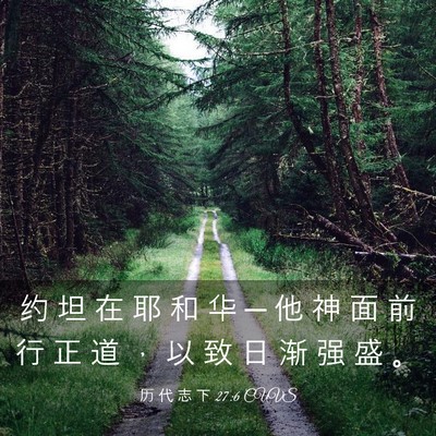 Picture 03 - 历 代 志 下 27:6 CUVS - 约 坦 在 耶 和 华 ─ 他 神 面 前 行 - Bible Verse Picture