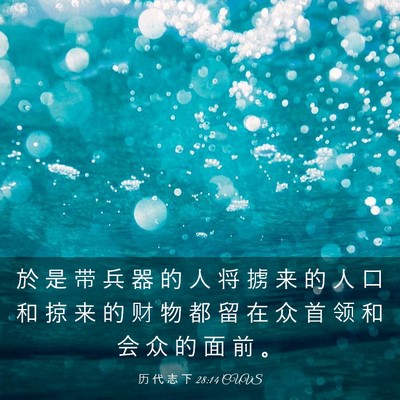 Picture 03 - 历 代 志 下 28:14 CUVS - 於 是 带 兵 器 的 人 将 掳 来 的 人 - Bible Verse Picture