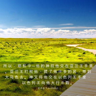 Picture 03 - 历 代 志 下 28:5 CUVS - 所 以 ， 耶 和 华 ─ 他 的 神 将 他 - Bible Verse Picture