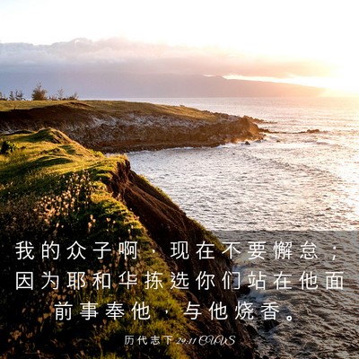 Picture 03 - 历 代 志 下 29:11 CUVS - 我 的 众 子 啊 ， 现 在 不 要 懈 怠 - Bible Verse Picture