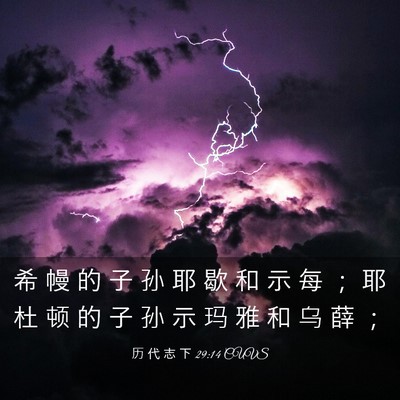 Picture 03 - 历 代 志 下 29:14 CUVS - 希 幔 的 子 孙 耶 歇 和 示 每 ； 耶 - Bible Verse Picture