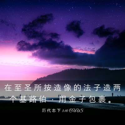 Picture 03 - 历 代 志 下 3:10 CUVS - 在 至 圣 所 按 造 像 的 法 子 造 两 - Bible Verse Picture