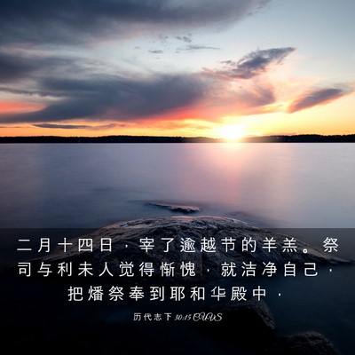 Picture 03 - 历 代 志 下 30:15 CUVS - 二 月 十 四 日 ， 宰 了 逾 越 节 的 - Bible Verse Picture