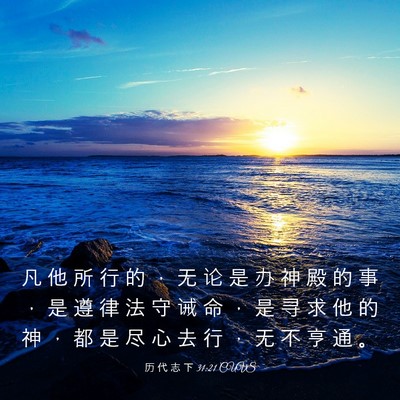 Picture 03 - 历 代 志 下 31:21 CUVS - 凡 他 所 行 的 ， 无 论 是 办 神 殿 - Bible Verse Picture