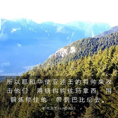 Picture 03 - 历 代 志 下 33:11 CUVS - 所 以 耶 和 华 使 亚 述 王 的 将 帅 - Bible Verse Picture