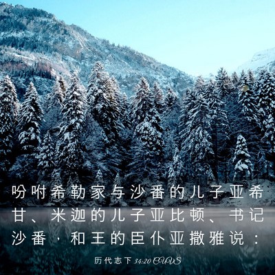 Picture 03 - 历 代 志 下 34:20 CUVS - 吩 咐 希 勒 家 与 沙 番 的 儿 子 亚 - Bible Verse Picture