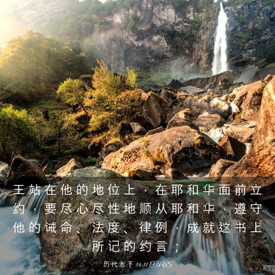 Picture 03 - 历 代 志 下 34:31 CUVS - 王 站 在 他 的 地 位 上 ， 在 耶 和 - Bible Verse Picture