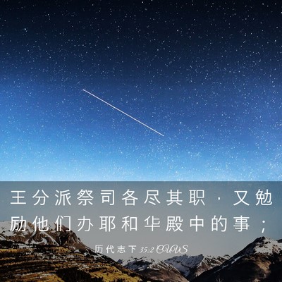 Picture 03 - 历 代 志 下 35:2 CUVS - 王 分 派 祭 司 各 尽 其 职 ， 又 勉 - Bible Verse Picture