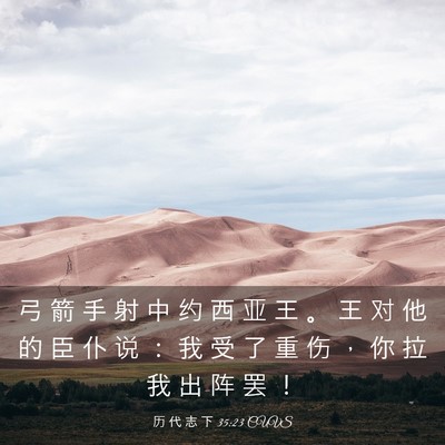 Picture 03 - 历 代 志 下 35:23 CUVS - 弓 箭 手 射 中 约 西 亚 王 。 王 对 - Bible Verse Picture