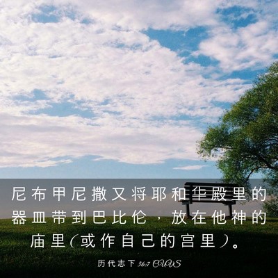 Picture 03 - 历 代 志 下 36:7 CUVS - 尼 布 甲 尼 撒 又 将 耶 和 华 殿 里 - Bible Verse Picture