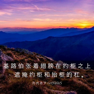 Picture 03 - 历 代 志 下 5:8 CUVS - 基 路 伯 张 着 翅 膀 在 约 柜 之 上 - Bible Verse Picture