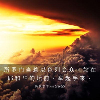 Picture 03 - 历 代 志 下 6:12 CUVS - 所 罗 门 当 着 以 色 列 会 众 ， 站 - Bible Verse Picture