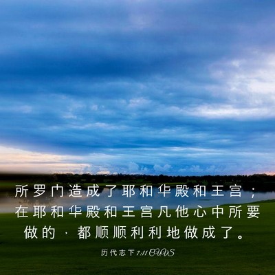 Picture 03 - 历 代 志 下 7:11 CUVS - 所 罗 门 造 成 了 耶 和 华 殿 和 王 - Bible Verse Picture