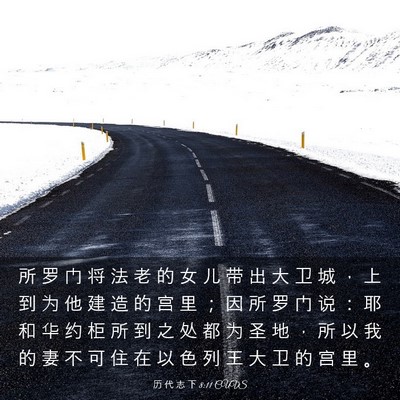 Picture 03 - 历 代 志 下 8:11 CUVS - 所 罗 门 将 法 老 的 女 儿 带 出 大 - Bible Verse Picture