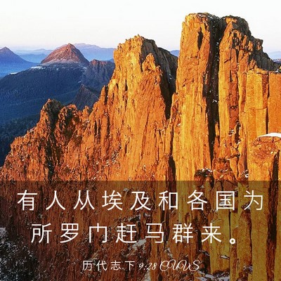 Picture 03 - 历 代 志 下 9:28 CUVS - 有 人 从 埃 及 和 各 国 为 所 罗 门 - Bible Verse Picture