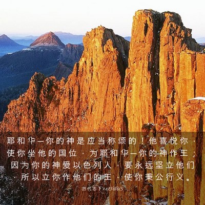 Picture 03 - 历 代 志 下 9:8 CUVS - 耶 和 华 ─ 你 的 神 是 应 当 称 颂 - Bible Verse Picture