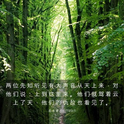 Picture 03 - 启 示 录 11:12 CUVS - 两 位 先 知 听 见 有 大 声 音 从 天 - Bible Verse Picture