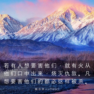 Picture 03 - 启 示 录 11:5 CUVS - 若 有 人 想 要 害 他 们 ， 就 有 火 - Bible Verse Picture