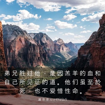Picture 03 - 启 示 录 12:11 CUVS - 弟 兄 胜 过 他 ， 是 因 羔 羊 的 血 - Bible Verse Picture