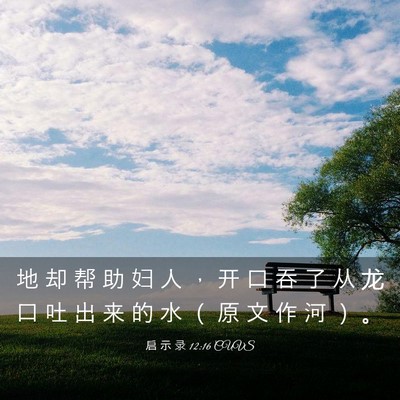 Picture 03 - 启 示 录 12:16 CUVS - 地 却 帮 助 妇 人 ， 开 口 吞 了 从 - Bible Verse Picture