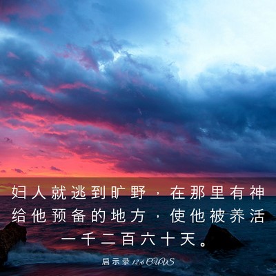 Picture 03 - 启 示 录 12:6 CUVS - 妇 人 就 逃 到 旷 野 ， 在 那 里 有 - Bible Verse Picture