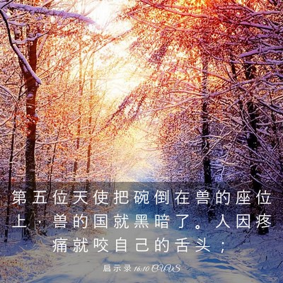 Picture 03 - 启 示 录 16:10 CUVS - 第 五 位 天 使 把 碗 倒 在 兽 的 座 - Bible Verse Picture