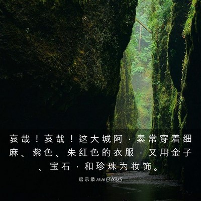 Picture 03 - 启 示 录 18:16 CUVS - 哀 哉 ！ 哀 哉 ！ 这 大 城 阿 ， 素 - Bible Verse Picture