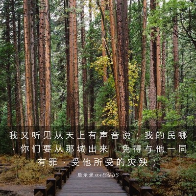 Picture 03 - 启 示 录 18:4 CUVS - 我 又 听 见 从 天 上 有 声 音 说 ： - Bible Verse Picture