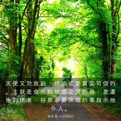 Picture 03 - 启 示 录 22:6 CUVS - 天 使 又 对 我 说 ： 这 些 话 是 真 - Bible Verse Picture