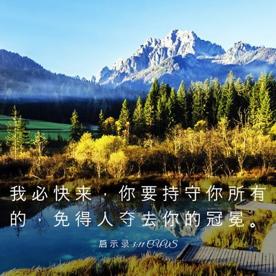 Picture 03 - 启 示 录 3:11 CUVS - 我 必 快 来 ， 你 要 持 守 你 所 有 - Bible Verse Picture