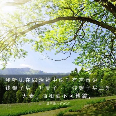Picture 03 - 启 示 录 6:6 CUVS - 我 听 见 在 四 活 物 中 似 乎 有 声 - Bible Verse Picture