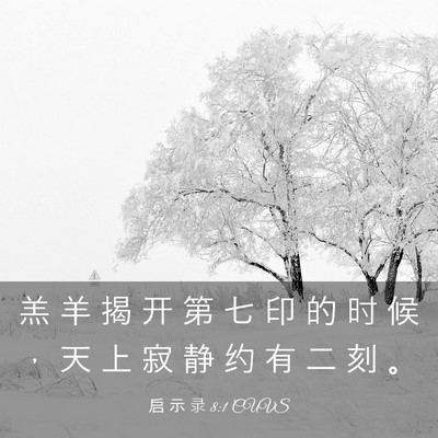 Picture 03 - 启 示 录 8:1 CUVS - 羔 羊 揭 开 第 七 印 的 时 候 ， 天 - Bible Verse Picture