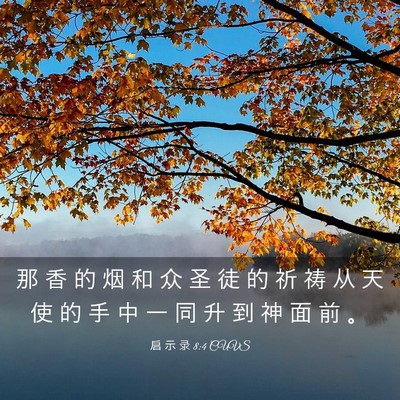Picture 03 - 启 示 录 8:4 CUVS - 那 香 的 烟 和 众 圣 徒 的 祈 祷 从 - Bible Verse Picture